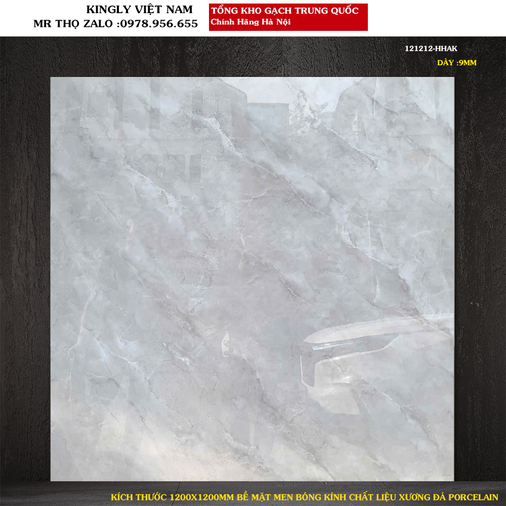 Gạch lát nền vân đá xám ghi 1200x1200 mm Trung Quốc 121212